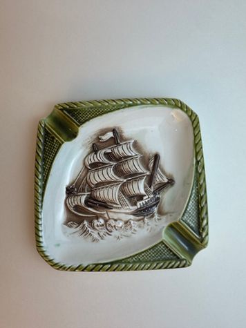 Vintage Sailing Ship Ceramic Ashtray selected by Stagecoach Home Design LLC
