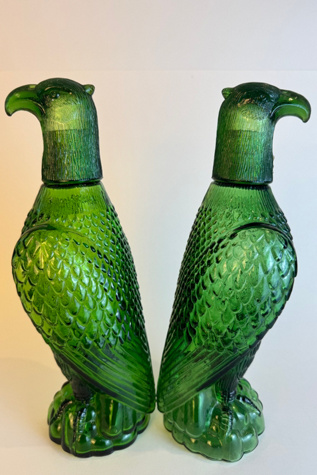 Vintage Green Glass Bird Figurines Set of (2) selected by Stagecoach Home Design LLC