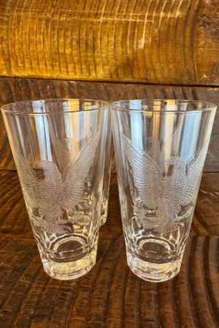 Vintage Etched Eagle Highball Glasses Set of (4) selected by Stagecoach Home Design LLC
