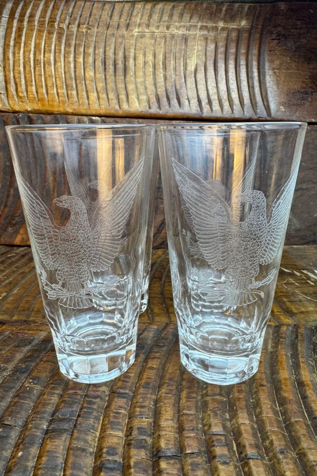 Vintage Etched Eagle Highball Glasses Set of (4) selected by Stagecoach Home Design LLC #1