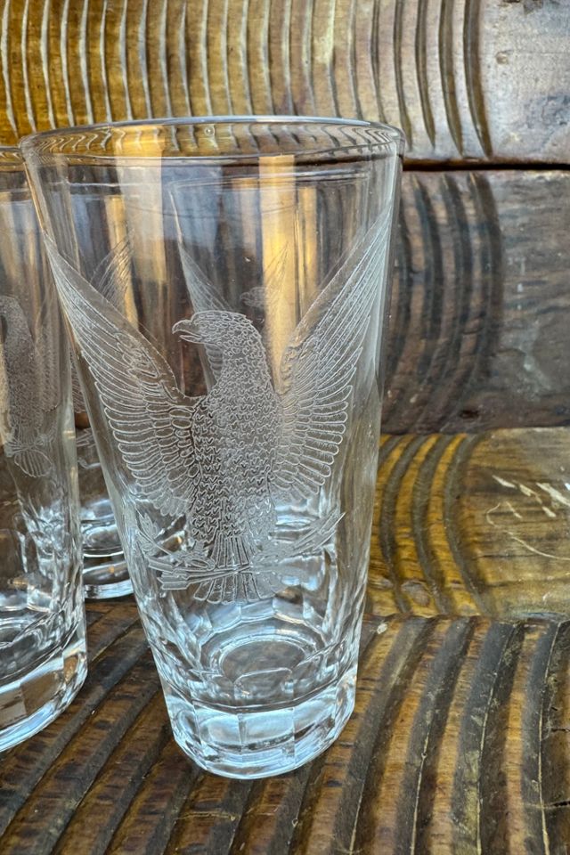 Vintage Etched Eagle Highball Glasses Set of (4) selected by Stagecoach Home Design LLC #2