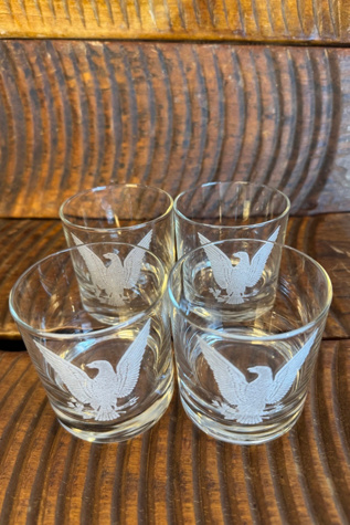 Vintage Etched Eagle Rocks Glasses Set of (4) selected by Stagecoach Home Design LLC