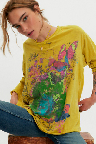Magnolia Pearl Just A Squirrel Viggo Long Sleeve Tee at Free People in Yellow