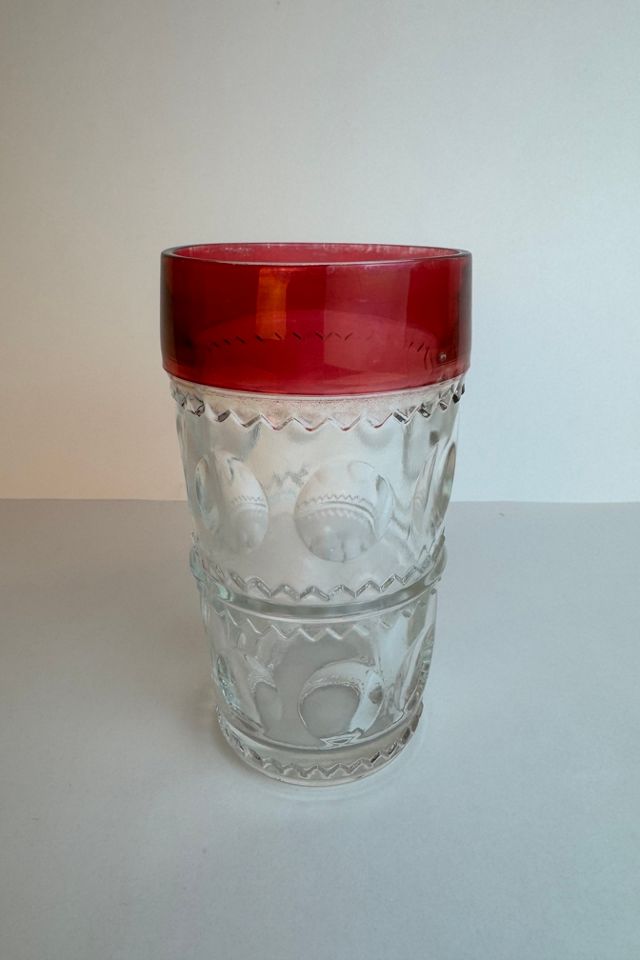 Vintage Ruby Rimmed Pressed Glass Tumblers Set of (8) selected by Stagecoach Home Design LLC #2