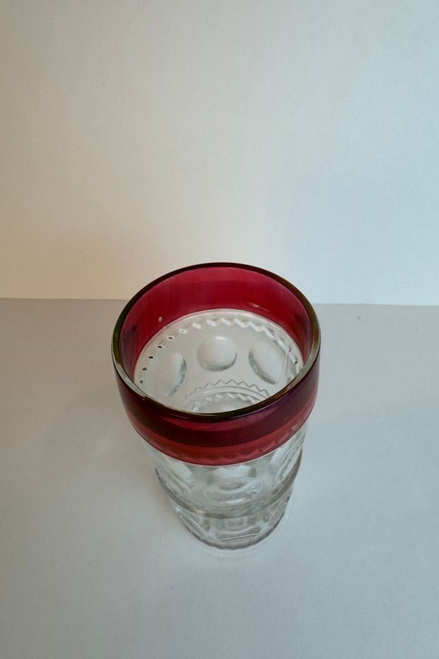 Vintage Ruby Rimmed Pressed Glass Tumblers Set of (8) selected by Stagecoach Home Design LLC #3