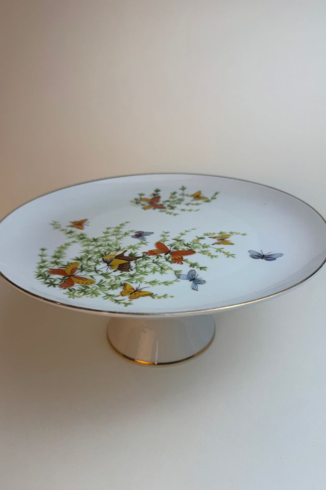 Vintage Butterfly Motif Porcelain Pedestal Cake Stand selected by Stagecoach Home Design LLC #1