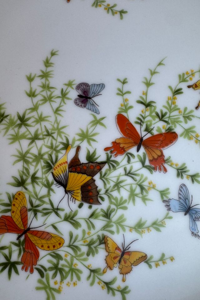 Vintage Butterfly Motif Porcelain Pedestal Cake Stand selected by Stagecoach Home Design LLC #2