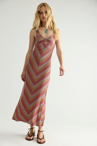 Sun Fade Midi Dress by Free People in Red, Size: XL