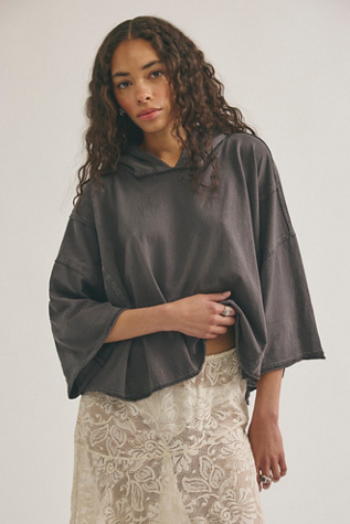 We The Free Come And Go Crew Neck Hoodie at Free People in Black, Size: XL/2XL - Crew Neck