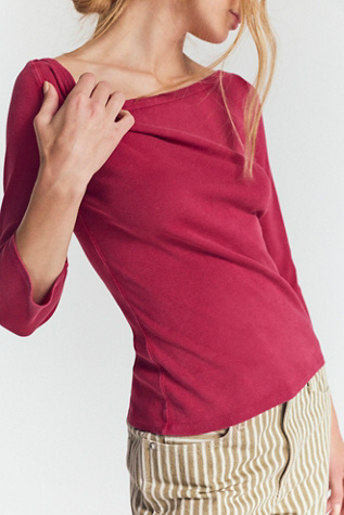 We The Free Atlas Boat Neck Top at Free People in Sangria, Size: XS