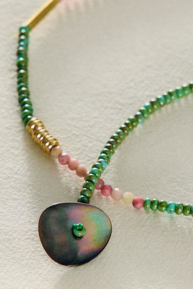 Collier superposable court à perles semi-précieuses Muse #3