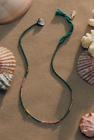 Muse Semi-Precious Short Beaded Necklace at Free People in Watermelon