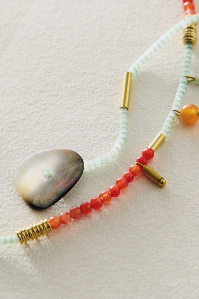Collier superposable court à perles semi-précieuses Muse #3
