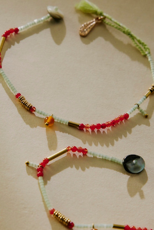 Muse Semi-Precious Short Beaded Necklace at Free People in Papaya & Lime