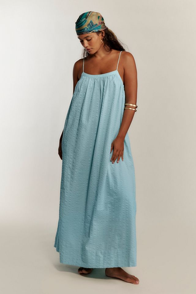 Marisol Textured Cotton Maxi Dress by free-est at Free People in Blue, Size: XS
