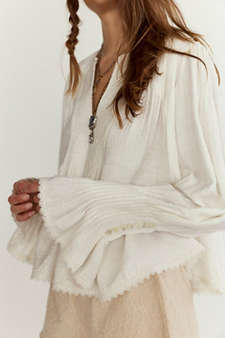 Женская блузка Free People Thousand Pintucks Blouse, цвет: Слоновая кость — фото 4