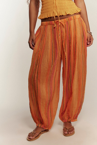 Playa Party Stripe Pants by free-est at Free People in Tangerine Combo, Size: Medium