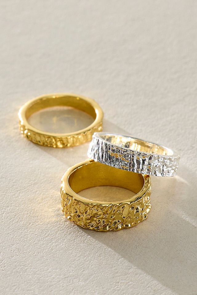 Lumen Wide Stack Gold Plated Ring Set #1