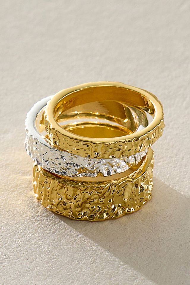 Lumen Wide Stack Gold Plated Ring Set #2