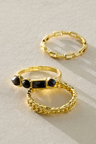 Oria Plated Ring Set by Free People in Gold