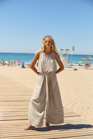 Sandshell Linen Linden One-Piece Jumpsuit