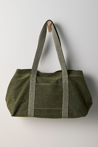 Женская сумка Free People Cora Canvas Tote, цвет: Тёмно-зелёный — фото 2