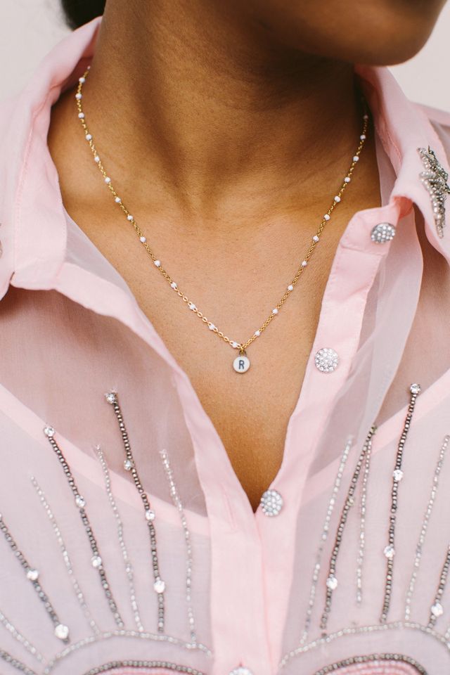 Twenty Two West White Mini Letter Necklace #1