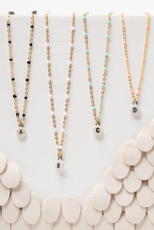 Twenty Two West Green Mini Letter Necklace