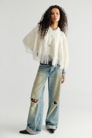 Understated Leather Whistle Poncho, цвет: Ангора — фото 3