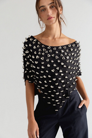 Heart Charm Cropped Poncho