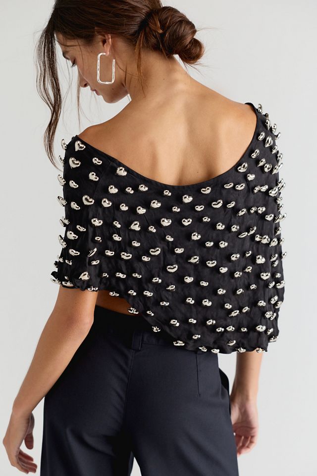 Heart Charm Cropped Poncho #1
