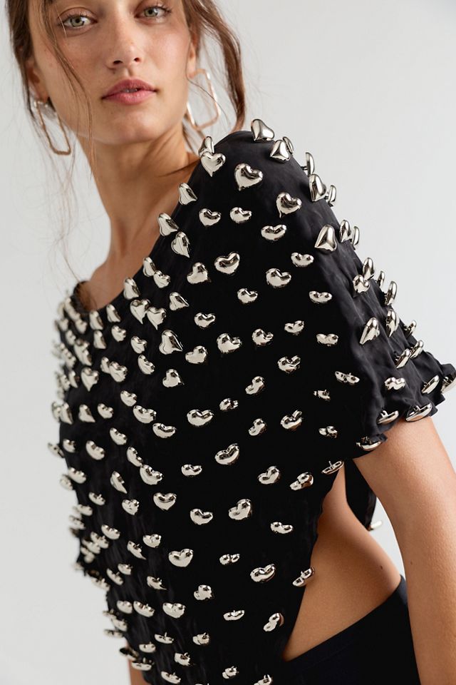 Heart Charm Cropped Poncho #2