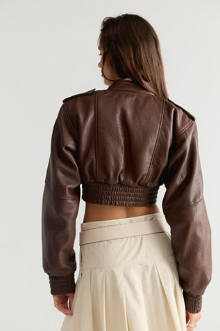 Женская куртка Understated Leather Cropped Bomber, цвет: Коричневый — фото 2