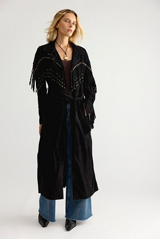 Manteau trench en daim à franges Understated Leather
