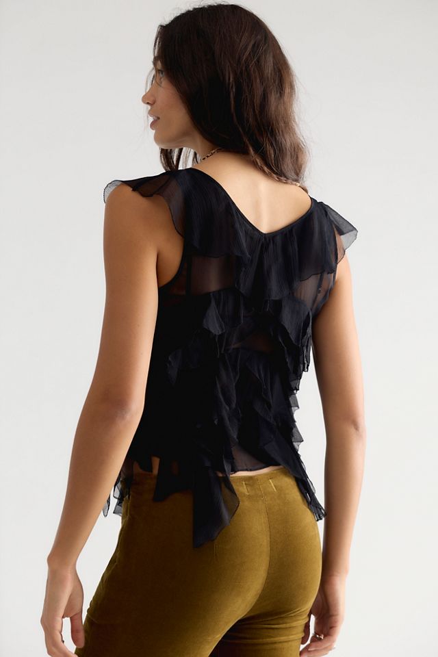 LoveShackFancy Elvareen Silk Ruffle Top #1