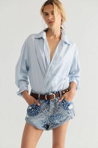Short en denim imprimé à taille basse Bandits OneTeaspoon