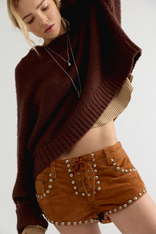 OneTeaspoon Dukes Lace Up Suede Micro Shorts
