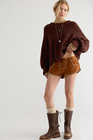 Женские шорты OneTeaspoon Dukes Lace Up Suede Micro, цвет: Коричневый — фото 3