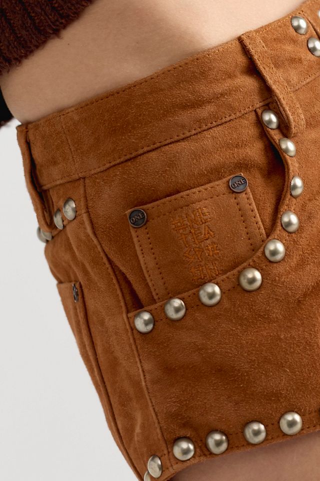 OneTeaspoon Dukes Lace Up Suede Micro Shorts #3