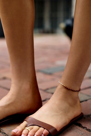FP x Kozakh Leo Semiprecious Stone Anklet at Free People in Red Jasper And Moonstone
