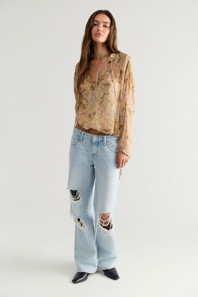 Blouse à manches longues en damas Spell #2