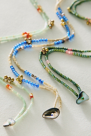 Muse Semi-Precious Beaded Anklet at Free People in Ochre & Sea