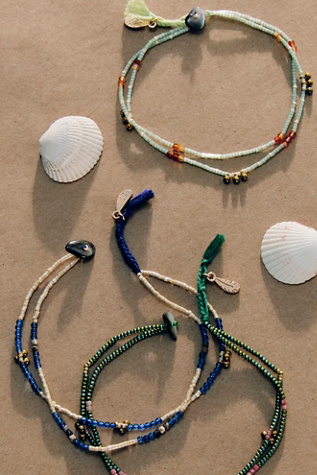 Muse Semi-Precious Beaded Anklet at Free People in Papaya