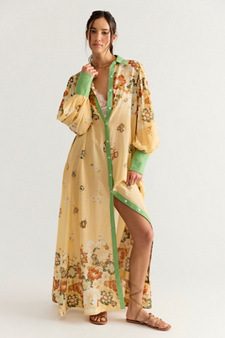 bohemian traders billow sleeve dress KALEIDOSCOPE OF COLOUR : Bohemian Traders Billow Sleeve Midi Dress is made  from lightweight cotton and patterned with a kaleidoscope of coloured  stripes. It has a collared neckline and a voluminous tiered