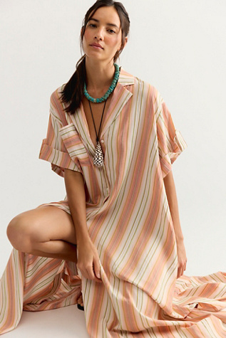 Bohemian Traders Striped Swing Maxi Shirtdress