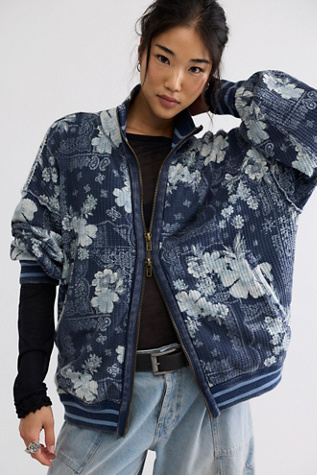 We The Free Print Mix Zip-Up Cardi