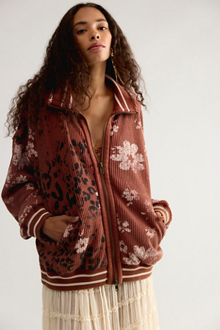 We The Free Print Mix Zip-Up Cardi