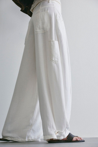 Женские брюки Free People About It Baggy Linen, цвет: Слоновая кость — фото 4
