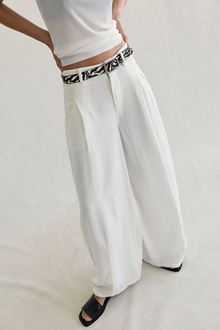 Женские брюки Free People About It Baggy Linen, цвет: Слоновая кость — фото 6