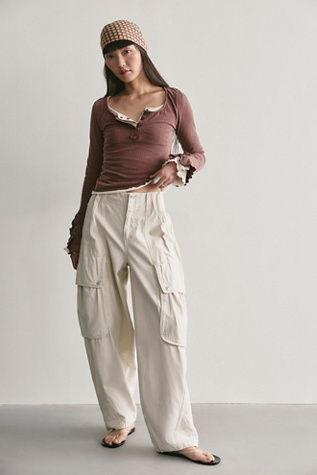 Женский топ Free People Ruby Pointelle Henley, цвет: Emperador — фото 3